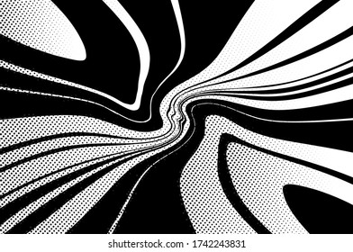 Twisted, swirling lines, stripes. Dynamic style. Digital image with a psychedelic stripes. Abstract explosion, motion lines from the middle, radiating sharp