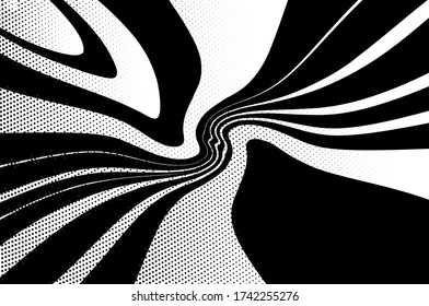 Twisted, swirling lines, stripes. Dynamic style. Digital image with a psychedelic stripes. Abstract explosion, motion lines from the middle, radiating sharp