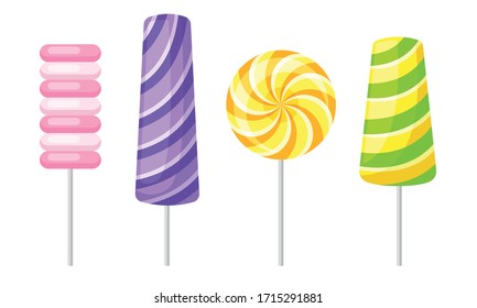 Twisted and Swirling Lollipops on Sticks Vector Set