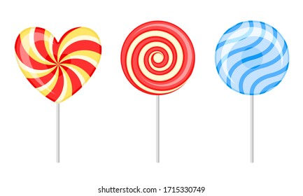 Twisted and Swirling Lollipops on Sticks Vector Set