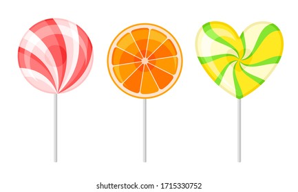 Twisted and Swirling Lollipops on Sticks Vector Set