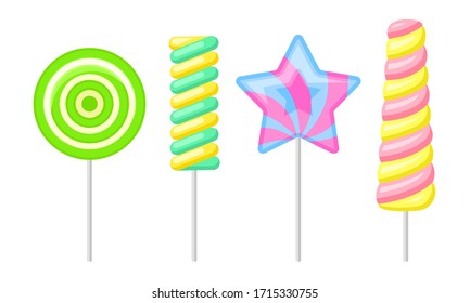 Twisted and Swirling Lollipops on Sticks Vector Set