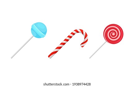 Twisted and Swirling Lollipops on Sticks Vector Set