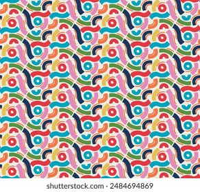 Twisted swirls of color. An abstract pattern consisting of the same type of rounding, repeated in different colors.