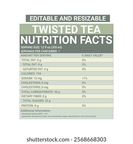 twisted tea nutrition facts with 100% editable and resizable file, twisted tea calories half and half, twisted tea nutrition facts 12 oz