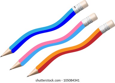 Twisted three pencils in vector format