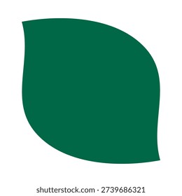 Twisted two-corner circle green leaf. A curved nature foliage symbol. Isolated on a white background.