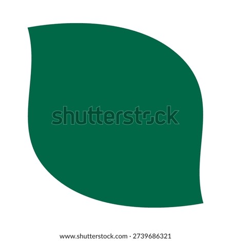 Twisted two-corner circle green leaf. A curved nature foliage symbol. Isolated on a white background.
