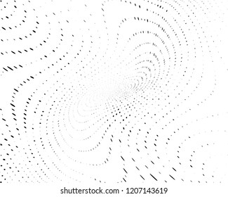 Twisted Wavy dotted lines background. Pattern of dots, dotted lines, circles of different scale. Digital Gradient. Pop-art style. Grunge Backdrop. Modern futuristic Abstract panel. Vector illustration