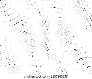 Twisted Wavy dotted lines background. Pattern of dots, dotted lines, circles of different scale. Digital Gradient. Pop-art style. Grunge Backdrop. Modern futuristic Abstract panel. Vector illustration