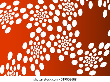 Twisted white dots on orange background. Abstract vector background template