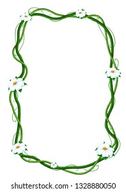 Twisted wild lianas branches frame. Jungle vines plants. Woody natural tropical rainforest.