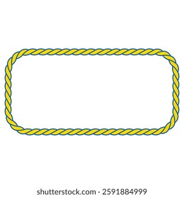 Twisted Yellow Blue Rope Frame, Nautical Border in Ukraine Design