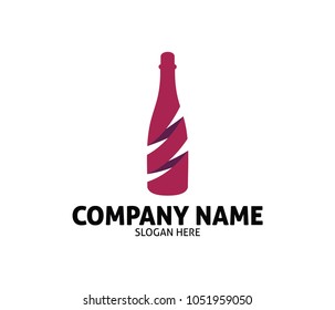 twister bottle wine beverage shop vector logo design template