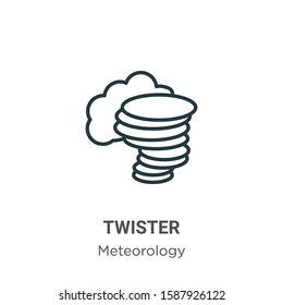 Twister outline vector icon. Thin line black twister icon, flat vector simple element illustration from editable meteorology concept isolated on white background