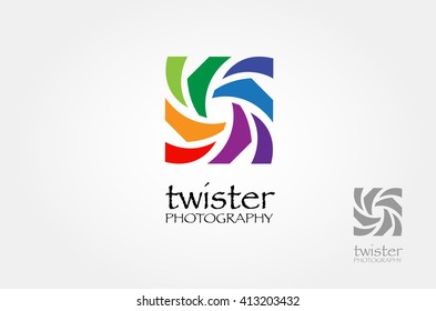 Twister Photography vector logo template, Creative abstract  template propeller fan business icon of company identity symbol concept.