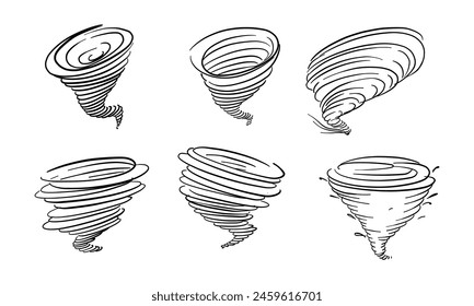 twister tornado hand drawn doodle illustrations vector set