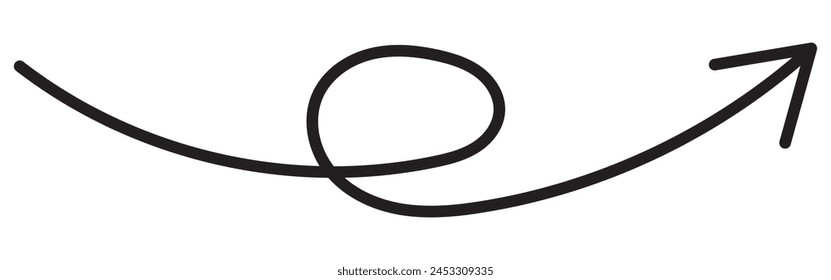  Twisting doodle arrow. Thin hand drawn icon. Line curved arrow.Line doodle arrow icon .hand drawn Arrows icons Set. arrow icon with various direction. eps 10