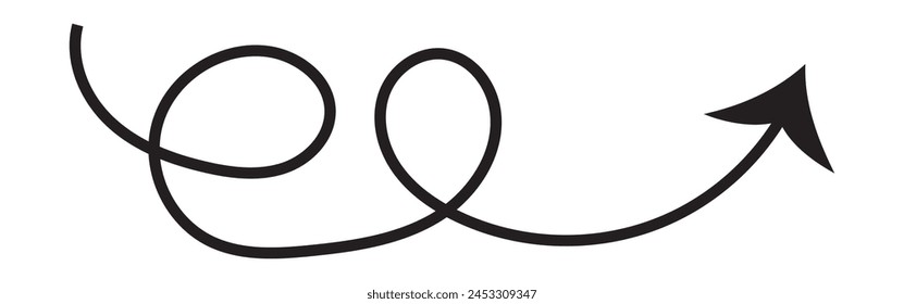  Twisting doodle arrow. Thin hand drawn icon. Line curved arrow.Line doodle arrow icon .hand drawn Arrows icons Set. arrow icon with various direction. eps 10