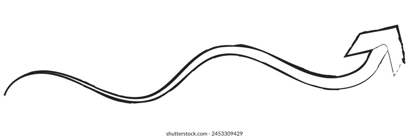  Twisting doodle arrow. Thin hand drawn icon. Line curved arrow.Line doodle arrow icon .hand drawn Arrows icons Set. arrow icon with various direction. eps 10