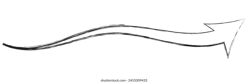  Twisting doodle arrow. Thin hand drawn icon. Line curved arrow.Line doodle arrow icon .hand drawn Arrows icons Set. arrow icon with various direction. eps 10