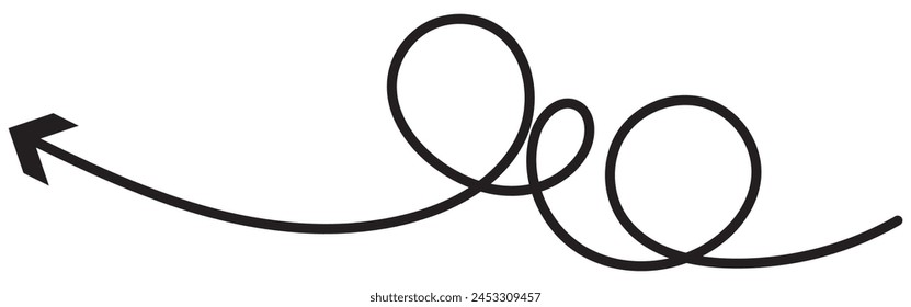  Twisting doodle arrow. Thin hand drawn icon. Line curved arrow.Line doodle arrow icon .hand drawn Arrows icons Set. arrow icon with various direction. eps 10