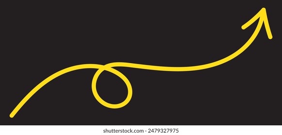Twisting doodle arrow. Thin hand drawn icon. Line curved arrow. Line doodle arrow icon .