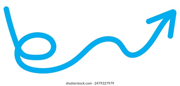 Twisting doodle arrow. Thin hand drawn icon. Line curved arrow. Line doodle arrow icon .
