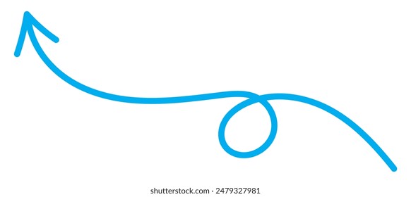 Twisting doodle arrow. Thin hand drawn icon. Line curved arrow. Line doodle arrow icon .