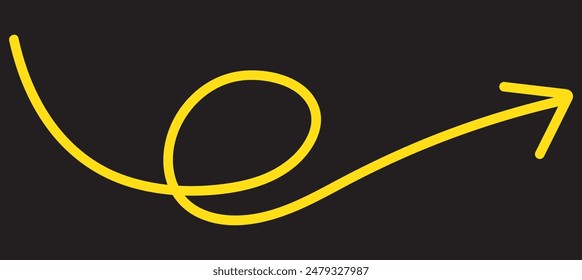 Twisting doodle arrow. Thin hand drawn icon. Line curved arrow. Line doodle arrow icon .