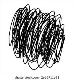Twisting messy line in chaotic motion. Doodle scribbles with messy line swirls and curves. Abstract messy line sketch perfect for raw spontaneous backgrounds and expressive design textures. Depression