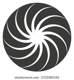 Drehbares Radialbewegungslogo. Schwarze Rundspirale
