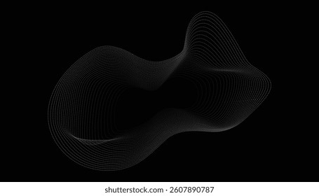 Twisting ribbon of black dots forming a soft wave