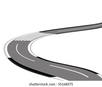 Twisting road over white background. Vector illustration