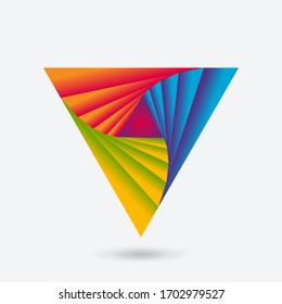 Twisting triangle abstract multicolor icon