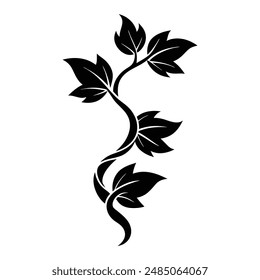 Twisting Vine Leaf Silhouette Art