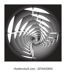 A twisting vortex in black and white as a background