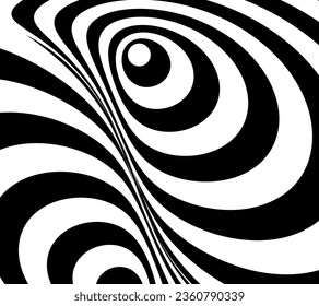 Twisting Whirl Motion and 3D Illusion in Abstract Op Art Striped Lines Pattern	