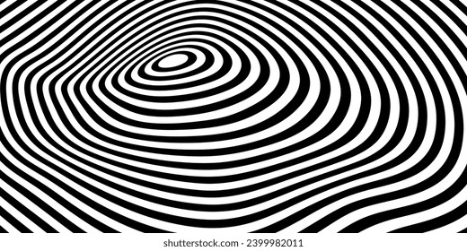 Twisting Whirl Motion and 3D Illusion in Abstract Op Art Striped Lines Pattern.	
