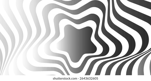 Twisting Whirl Motion and 3D Illusion in Abstract Op Art Striped Lines Pattern. Vector Illustration.