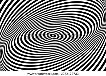 Twisting Whirl Motion and 3D Illusion in Abstract Op Art Striped Lines Pattern. Vector Illustration.