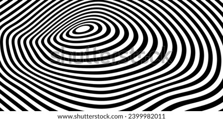 Twisting Whirl Motion and 3D Illusion in Abstract Op Art Striped Lines Pattern.	
