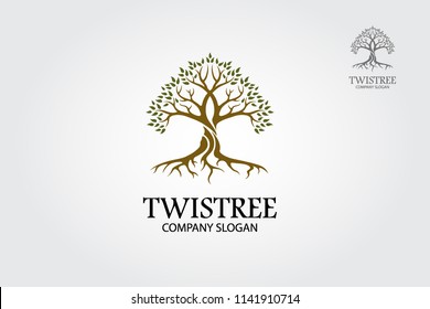 Twistree Vector Logo Template. A stylised tree icon symbol concept illustration.