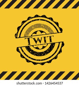 Twit inside warning sign, black grunge emblem. Vector Illustration. Detailed.