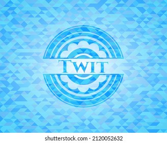 Twit realistic light blue mosaic emblem. 