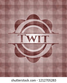 Twit red geometric pattern emblem. Seamless.
