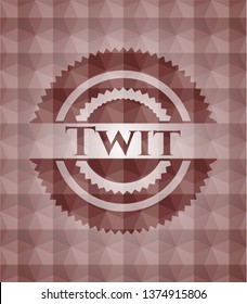 Twit red geometric pattern emblem. Seamless.