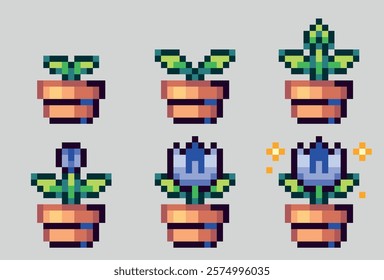 Twitch Badges – Pixel Art TULIP POT Set – Vector Bundle Set on Isolated Background