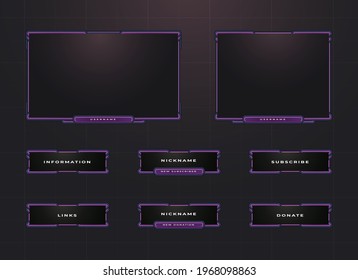 twitch border and menu panel overlay design set