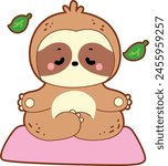 Twitch emote cute sloth vector icon. Funny baby sloth animal series stock illustration. Slow life of fluffy sloth designs.